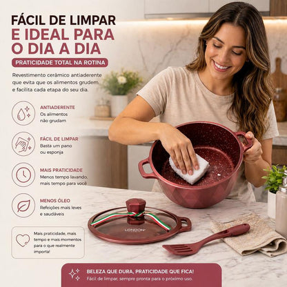 Jogo de Panelas 17 Peças 10 camadas de Cerâmica Indução Luxo Gigantes