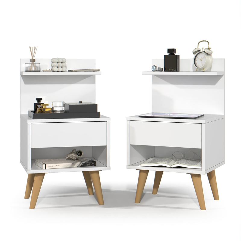 Kit 2 Mesa de Cabeceira Nicho Quarto Casal Decoração Retro Sleep