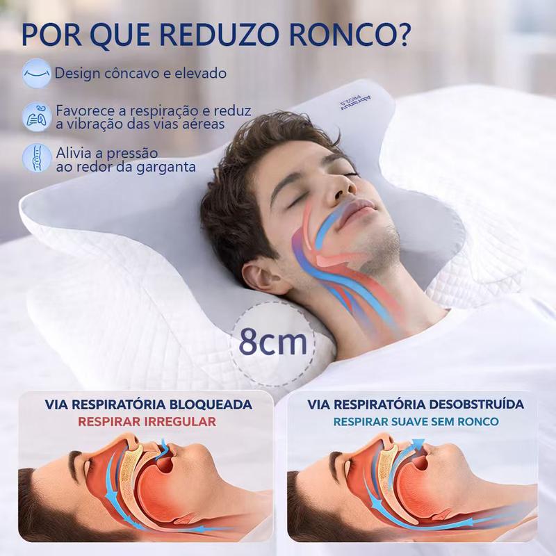 Travesseiro Cervical, Sono Confortável, Espuma de Memória Ergonômica