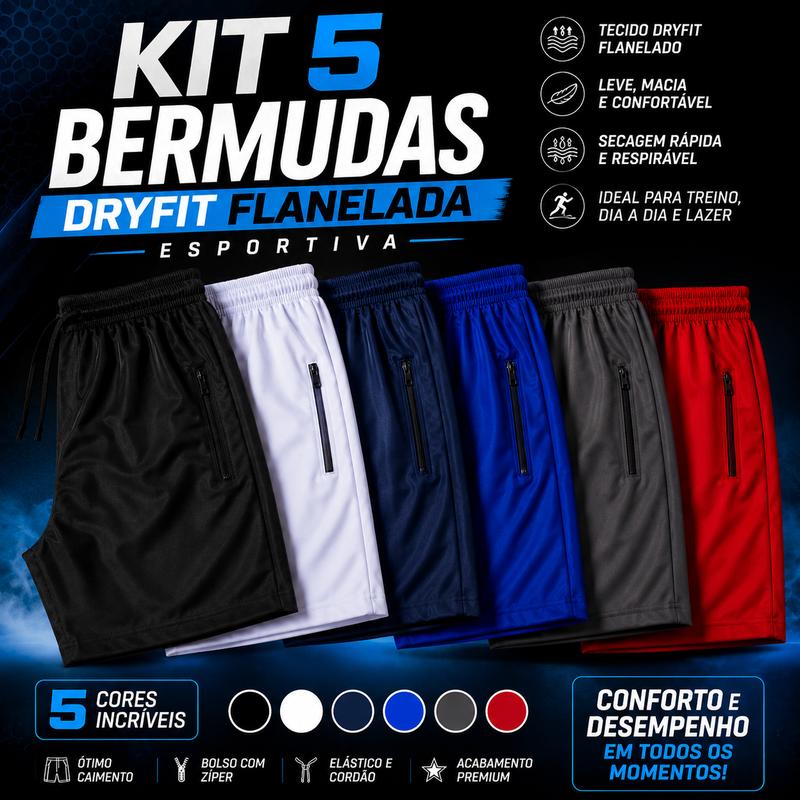 Kit 5 Bermudas Dryfit Premium 2k26