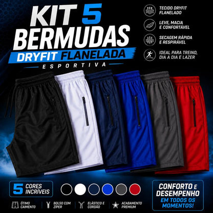 Kit 5 Bermudas Dryfit Premium 2k26