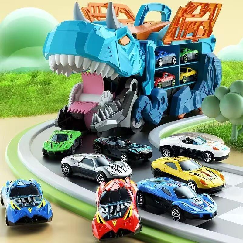Caminhão Dinossauro Rex 4 em 1 com Pista + 18 Carrinhos