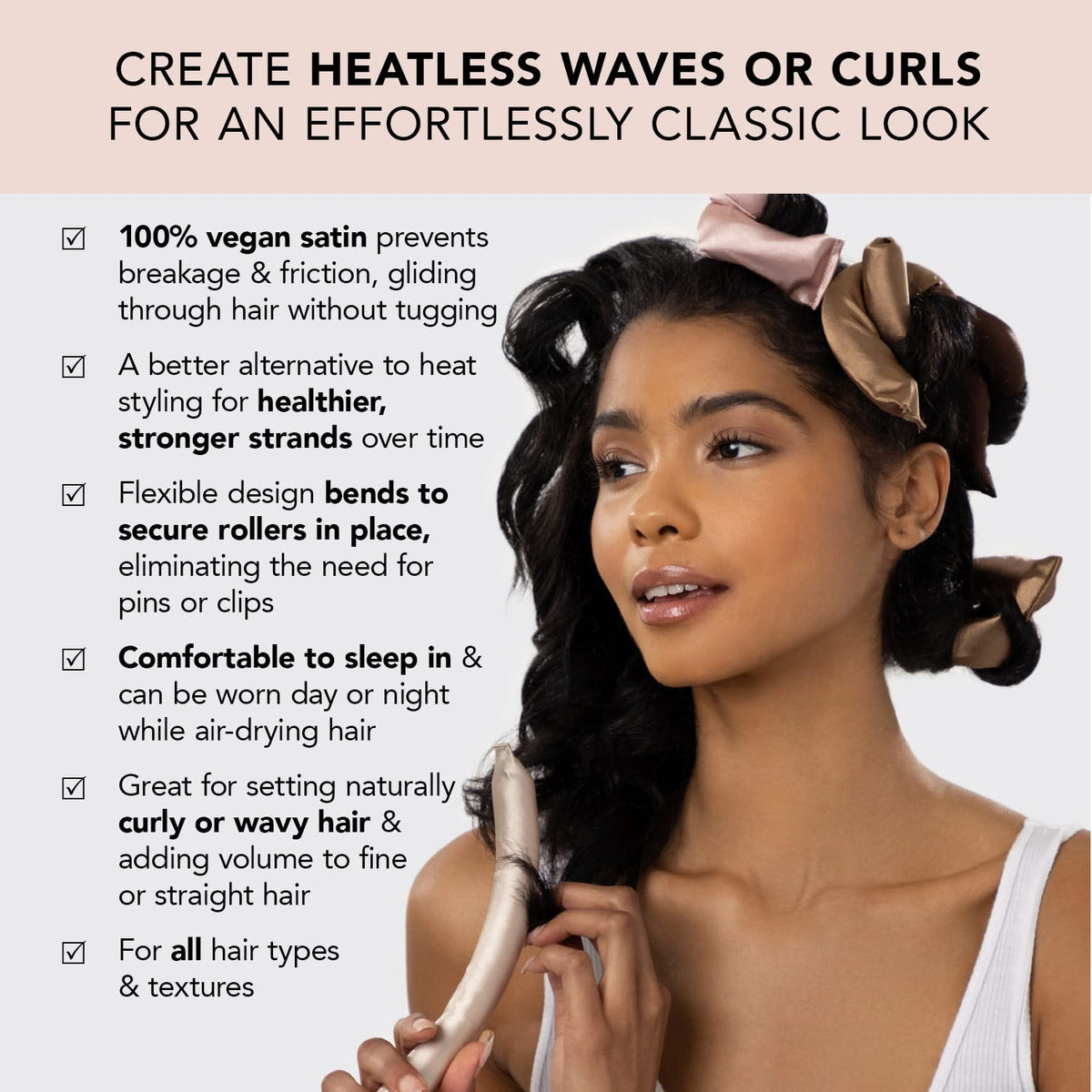 Kit (6 peças) Kitsch Satin Heatless Hair Curler - Modelador De Cabelo
