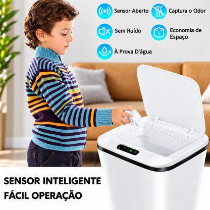 Lixeira com Sensor Automático Inteligente Abre Fácil em Toque Cesto Lixo Casa 16 Litros