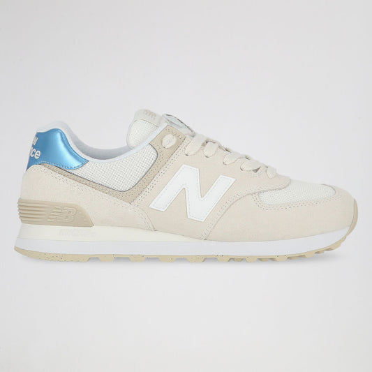 Tênis New Balance 574 Feminino - Creme / Azul-claro - Foto 1