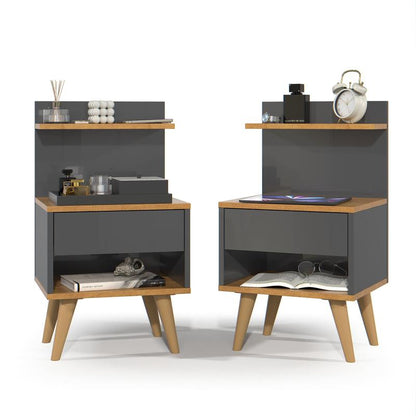 Kit 2 Mesa de Cabeceira Nicho Quarto Casal Decoração Retro Sleep