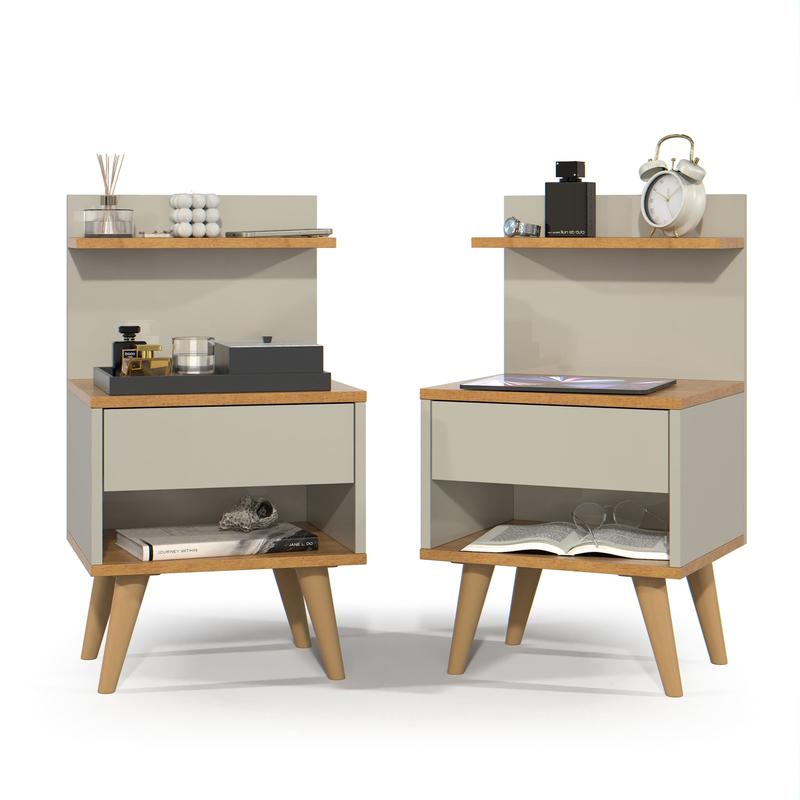Kit 2 Mesa de Cabeceira Nicho Quarto Casal Decoração Retro Sleep