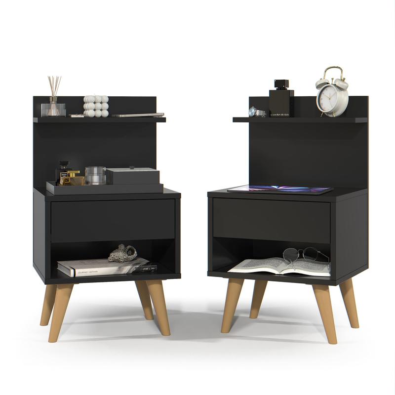 Kit 2 Mesa de Cabeceira Nicho Quarto Casal Decoração Retro Sleep