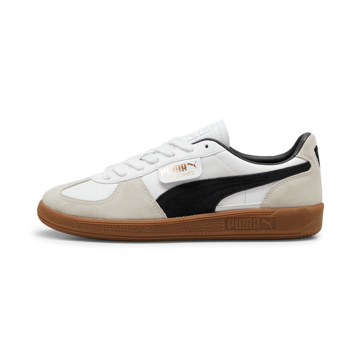 Tênis Puma Palermo Couro Unissex - Branco / Preto / Caramelo - Foto 1
